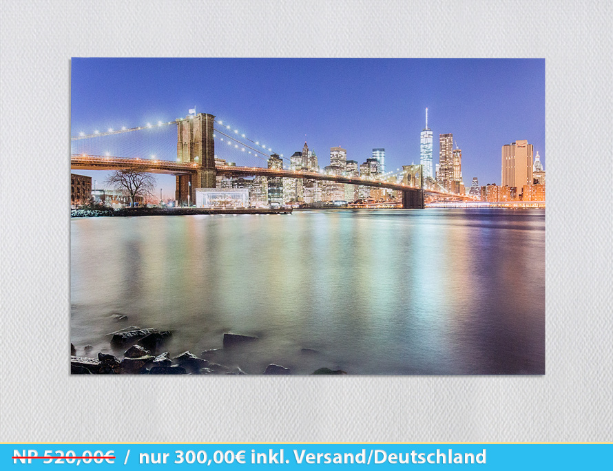 Brooklyn Bridge NYC - Acrylglas Fineart auf Alu-Dibond 120x80cm