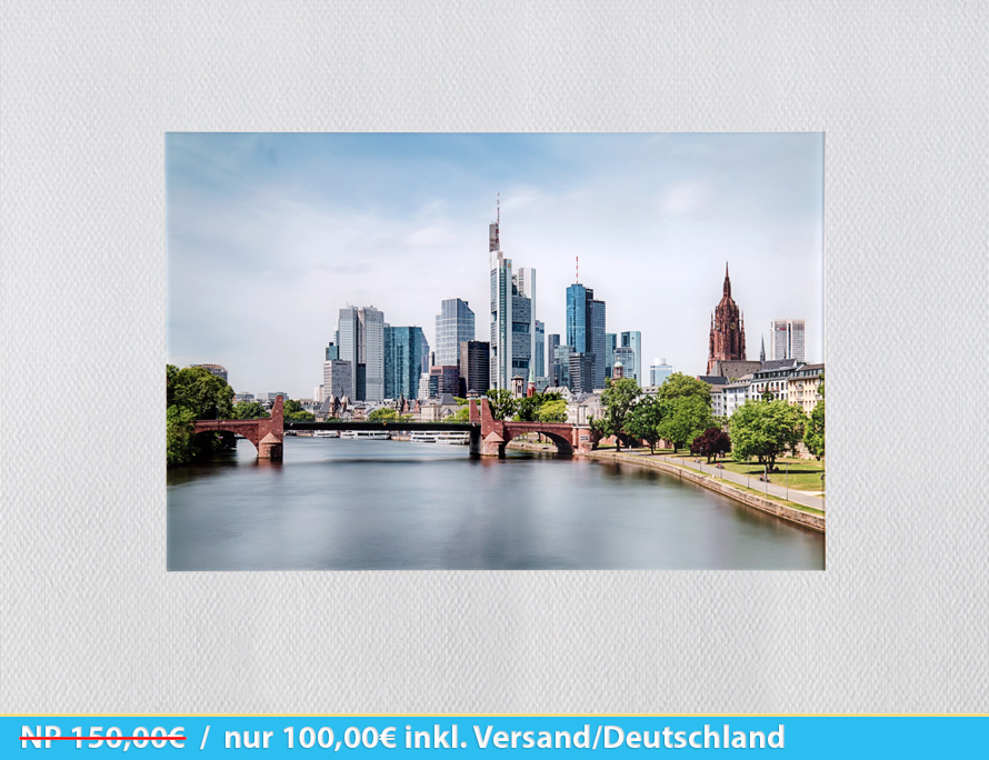 Skyline Frankfurt - Acrylglas FineArt mit Alu-Dibond (45x30cm)